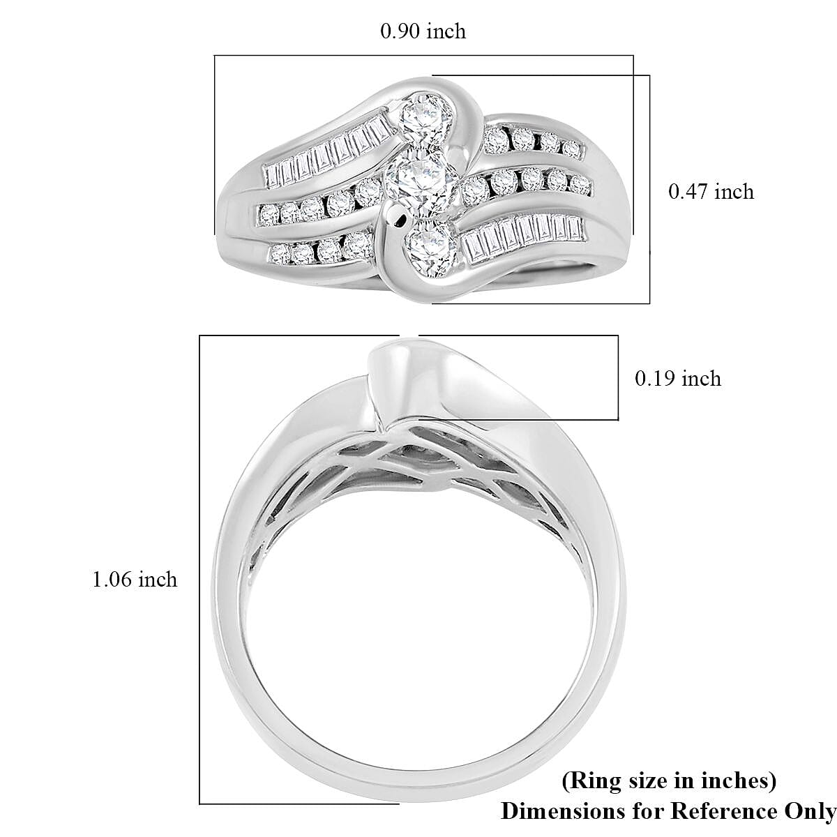 Diamond G-H I1 0.75 ctw Ring in 14K White Gold (Size 10.0) 5.60 Grams image number 5