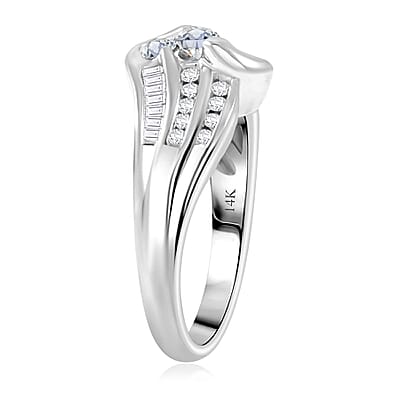 Diamond G-H I1 0.75 ctw Ring in 14K White Gold (Size 5.0) 5.60 Grams