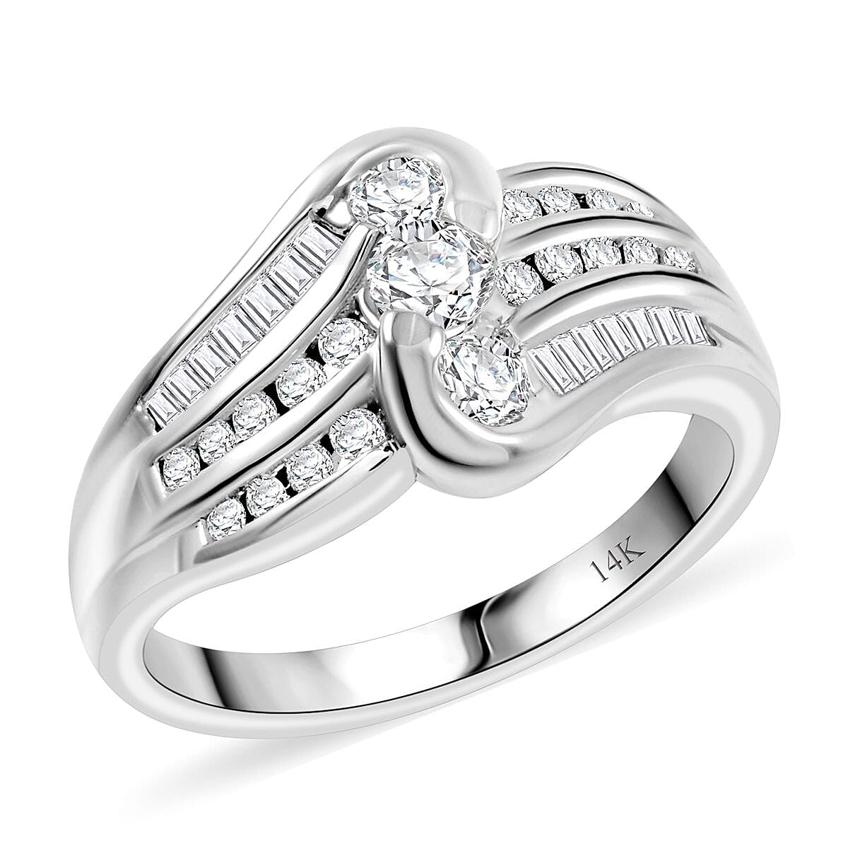 Diamond G-H I1 0.75 ctw Ring in 14K White Gold (Size 6.0) 5.60 Grams image number 0