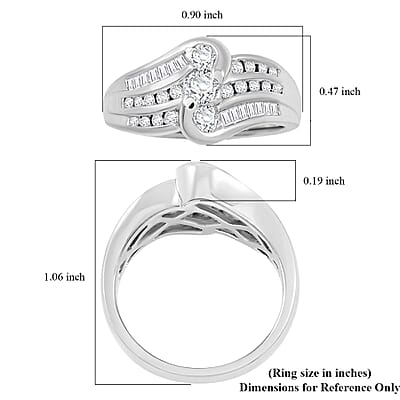 Diamond G-H I1 0.75 ctw Ring in 14K White Gold (Size 6.0) 5.60 Grams