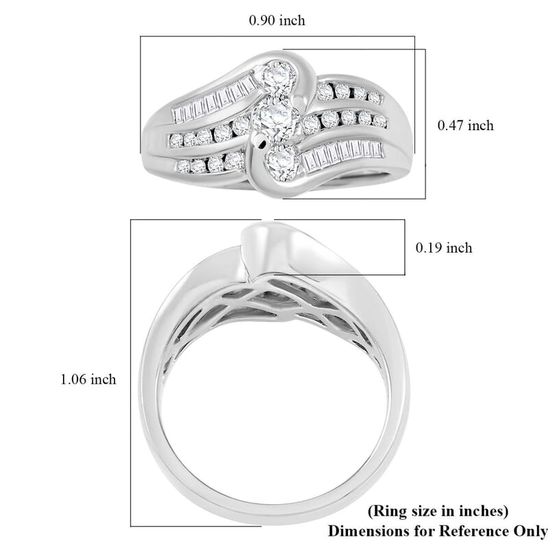 Diamond G-H I1 0.75 ctw Ring in 14K White Gold (Size 6.0) 5.60 Grams
