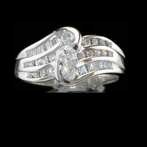 14K White Gold G-H I1 Diamond Ring (Size 7.0) 5.60 Grams 0.75 ctw