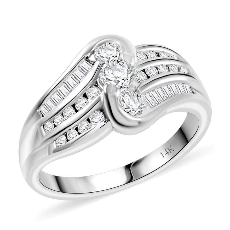Diamond G-H I1 0.75 ctw Ring in 14K White Gold (Size 8.0) 5.60 Grams