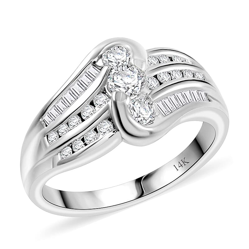 Diamond G-H I1 0.75 ctw Ring in 14K White Gold (Size 8.0) 5.60 Grams