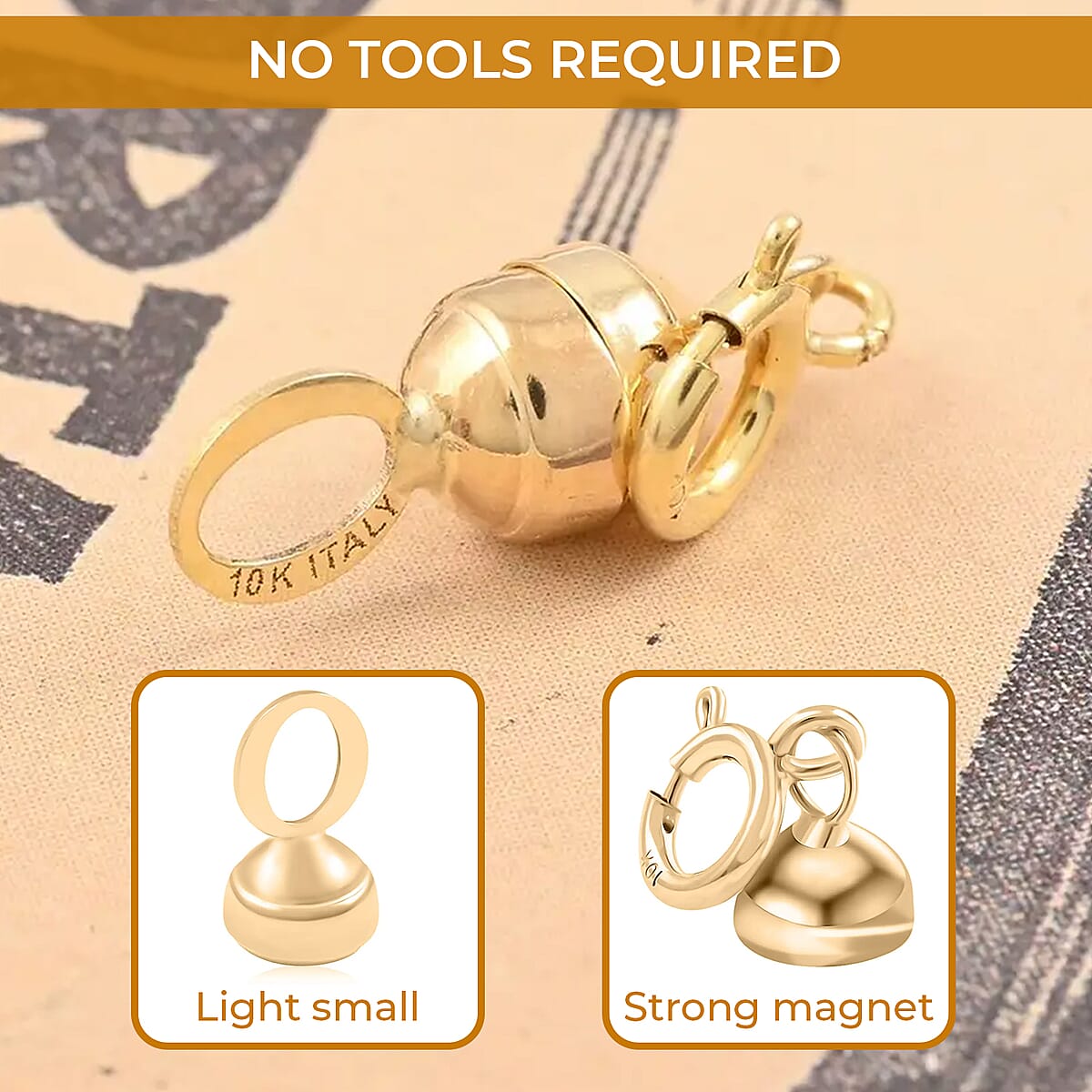 Chiusura Magnetica Italian 10K Yellow Gold Magnetic Clasp image number 1