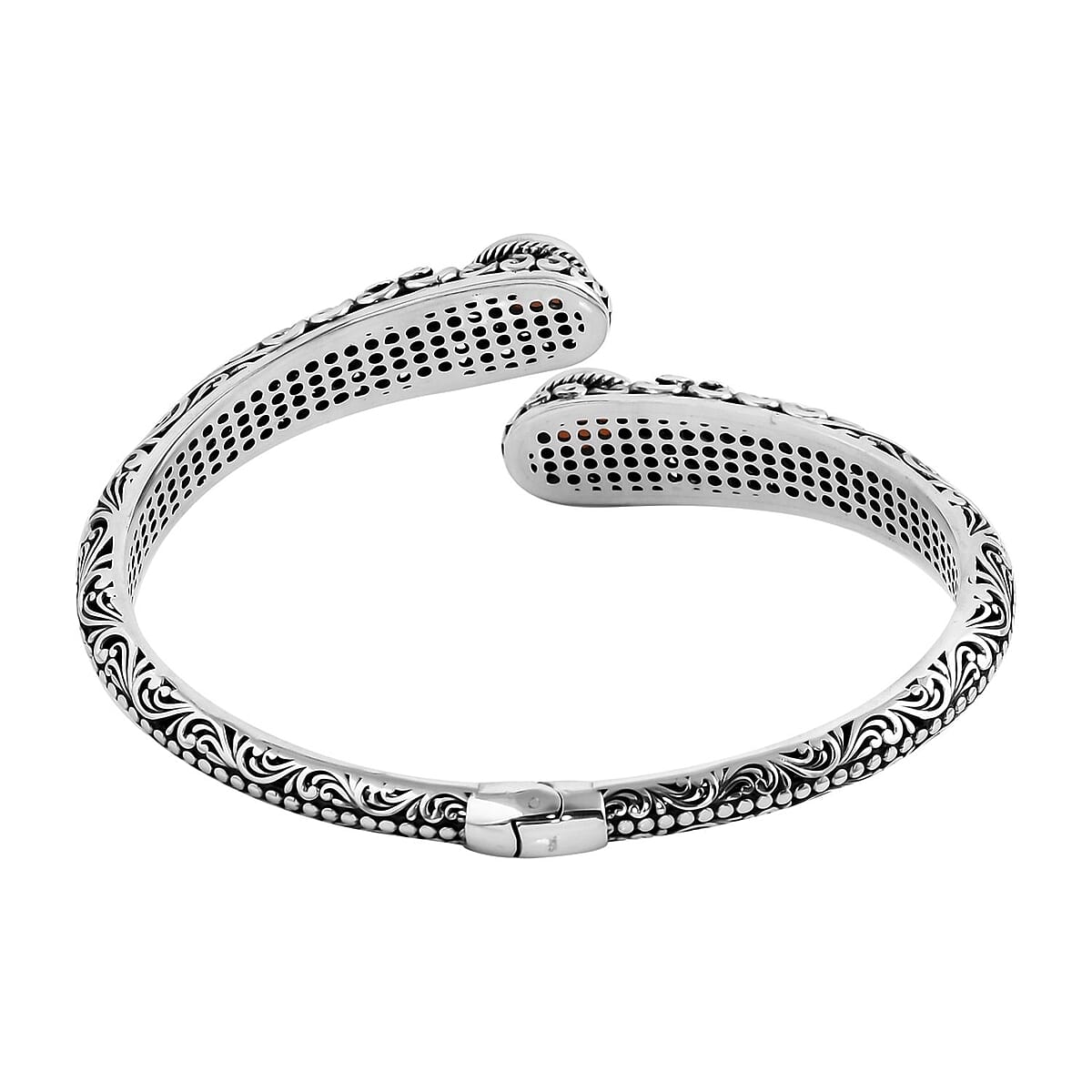 Bali Legacy Premium Peruvian Pink Opal Dragonfly Bypass Bangle Bracelet in Sterling Silver (6.50 In) 4.75 ctw image number 3