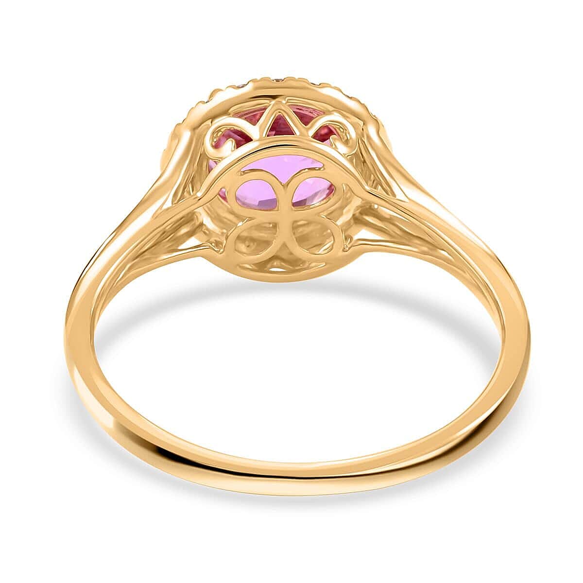 Certified & Appraised Luxoro 14K Yellow Gold AAA Patroke Kunzite and G-H I2 White Diamond Halo Ring (Size 10.0) 2.85 ctw