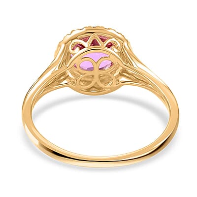 Certified & Appraised Luxoro 14K Yellow Gold AAA Patroke Kunzite and G-H I2 White Diamond Halo Ring (Size 10.0) 2.85 ctw