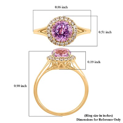 Certified & Appraised Luxoro 14K Yellow Gold AAA Patroke Kunzite and G-H I2 White Diamond Halo Ring (Size 10.0) 2.85 ctw
