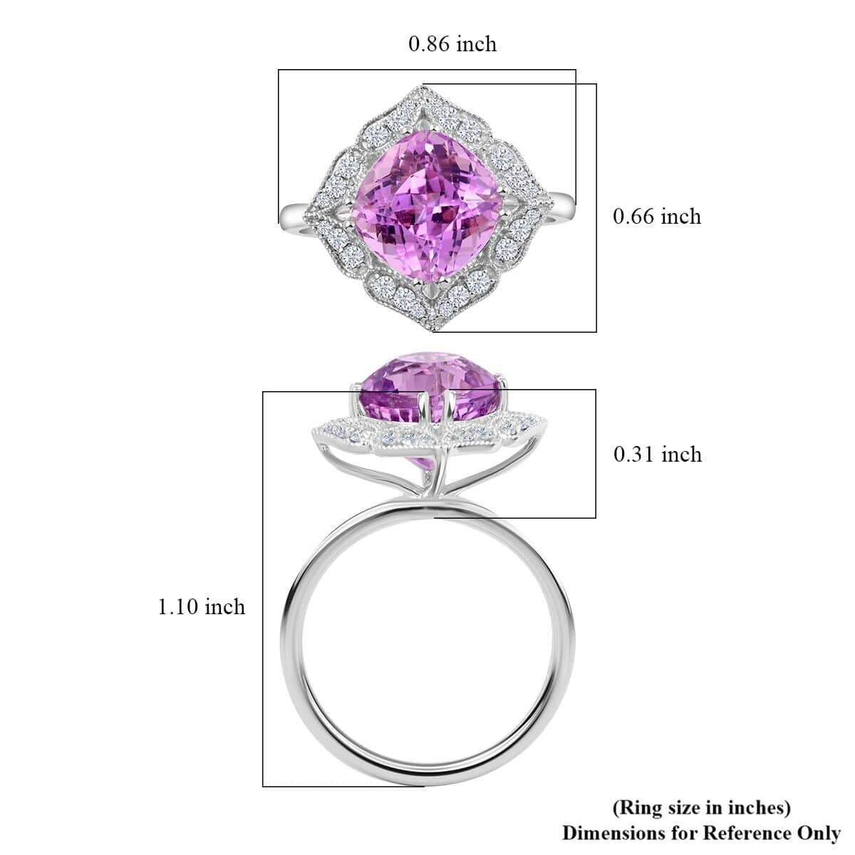 Certified & Appraised Rhapsody 950 Platinum AAA Patroke Kunzite and E-F VS Diamond Floral Ring (Size 10.0) 5.90 Grams 4.50 ctw image number 4