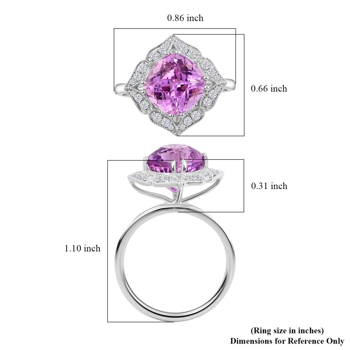 Certified & Appraised Rhapsody 950 Platinum AAA Patroke Kunzite and E-F VS Diamond Floral Ring (Size 6.0) 5.90 Grams 4.50 ctw image number 4