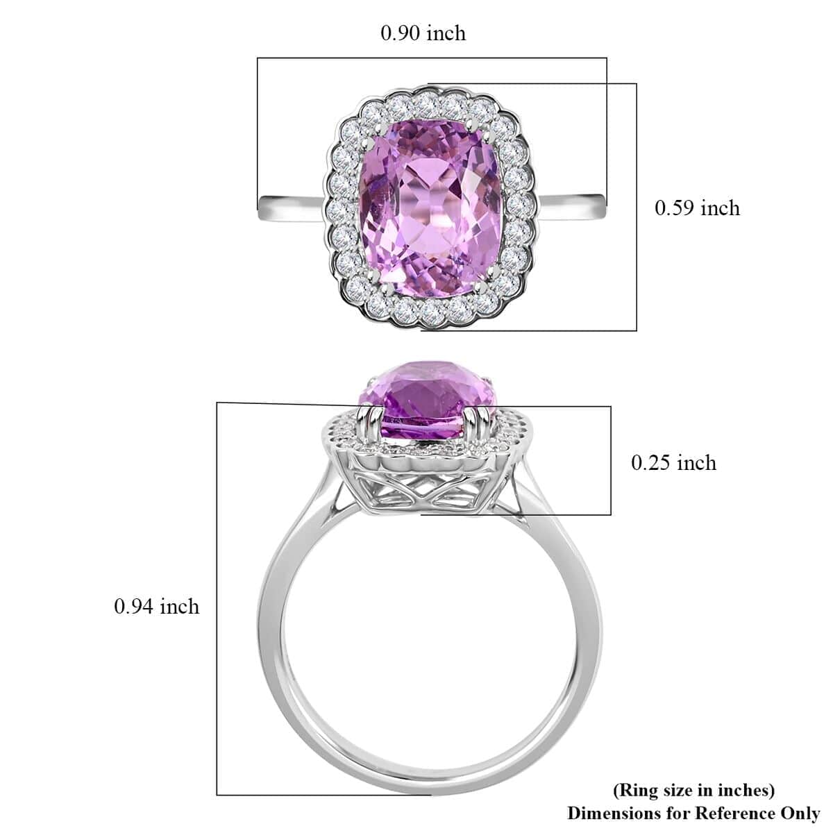 Certified & Appraised Rhapsody 950 Platinum AAA Patroke Kunzite and E-F VS Diamond Halo Ring (Size 6.0) 5.85 Grams 4.25 ctw image number 5