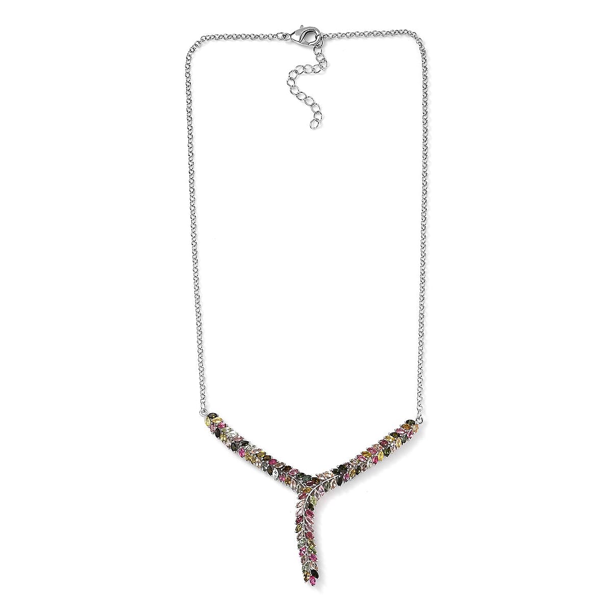 Karis Multi-Tourmaline Necklace 18 Inches in Platinum Bond 7.85 ctw image number 3