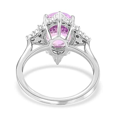 Rhapsody Certified & Appraised AAA Patroke Kunzite and E-F VS Diamond 5.25 ctw Accent Ring, 950 Platinum Ring, Pink Wedding Ring For Her 6.15 Grams (Size 10.0)