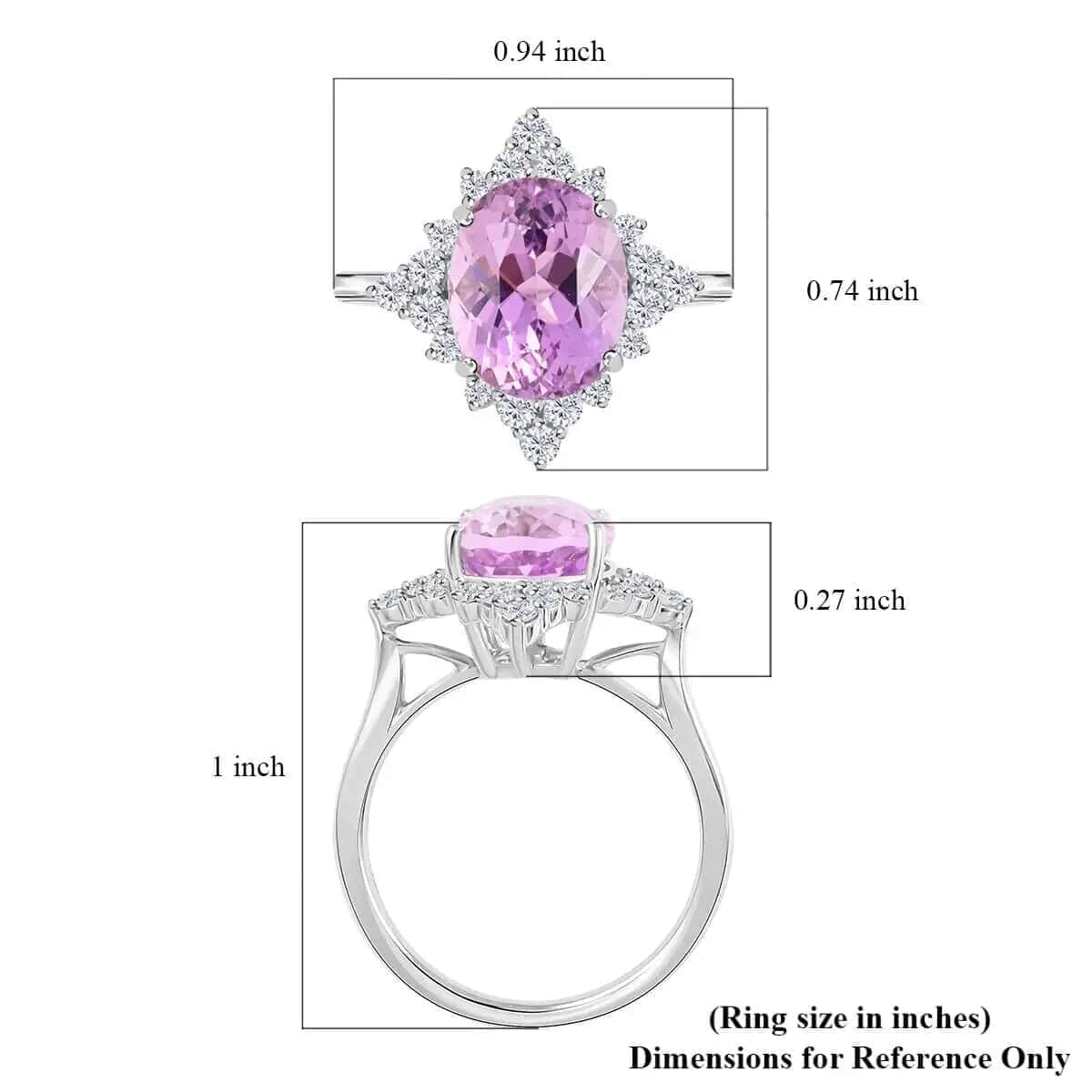 Rhapsody Certified & Appraised AAA Patroke Kunzite and E-F VS Diamond 5.25 ctw Accent Ring, 950 Platinum Ring, Pink Wedding Ring For Her 6.15 Grams (Size 8.0) image number 5