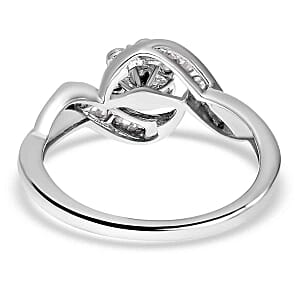 White Diamond 0.32 ctw Ring in Platinum Over Sterling Silver (Size 9.0)