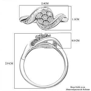 White Diamond 0.32 ctw Ring in Platinum Over Sterling Silver (Size 9.0)