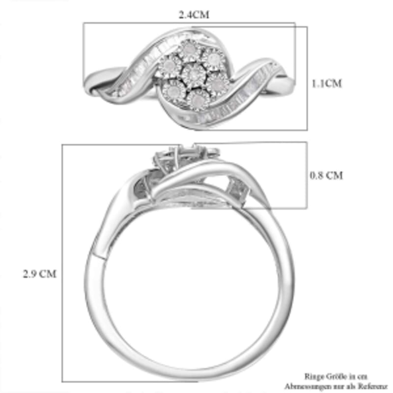 White Diamond 0.32 ctw Ring in Platinum Over Sterling Silver (Size 9.0)