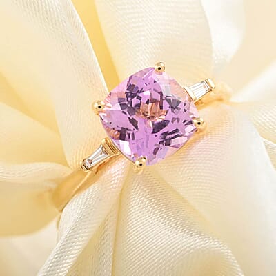 Certified & Appraised Iliana 18K Yellow Gold AAA Patroke Kunzite and G-H SI Diamond Ring (Size 10.0) 3.15 ctw