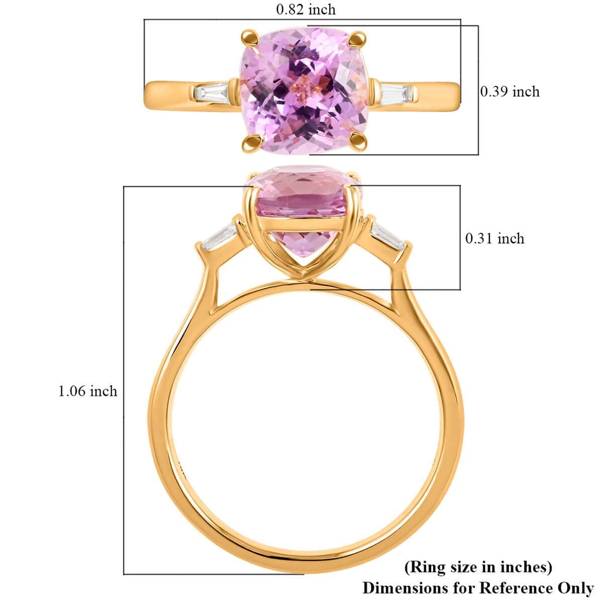 Certified & Appraised Iliana 18K Yellow Gold AAA Patroke Kunzite and G-H SI Diamond Ring 3.15 ctw image number 4