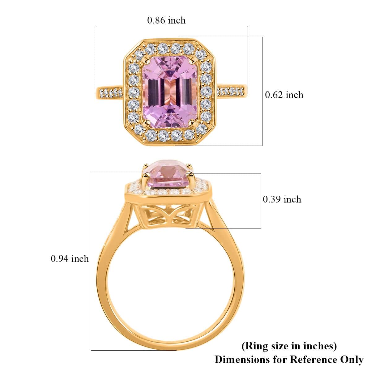 Certified & Appraised Iliana 18K Yellow Gold AAA Patroke Kunzite and G-H SI Diamond Halo Ring (Size 7.0) 4.70 Grams 3.30 ctw image number 5