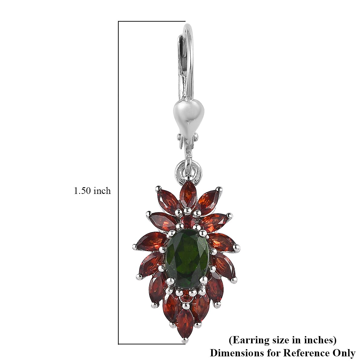 Chrome Diopside and Mozambique Garnet Lever Back Earrings in Platinum Over Sterling Silver 3.90 ctw