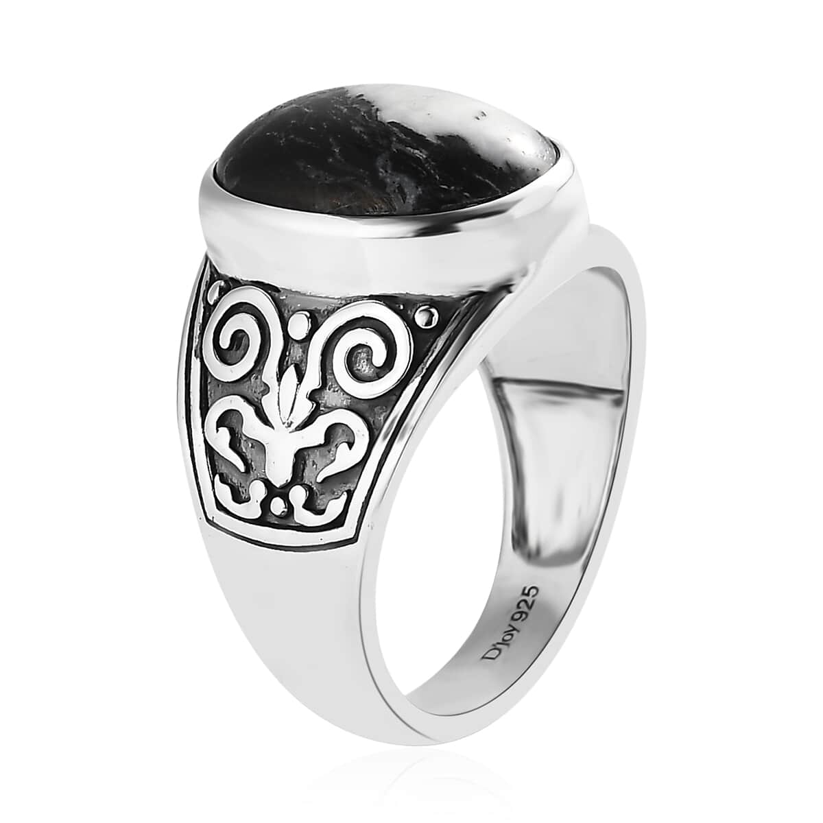 Artisan Crafted White Buffalo Men's Ring in Sterling Silver (Size 10.0) 9.35 ctw image number 3