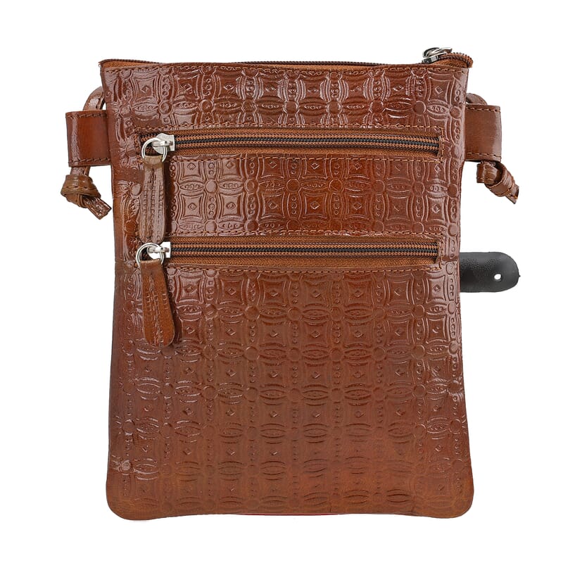 Vivid by Sukriti Owl Pattern Hand Painted Genuine Leather Crossbody Bag