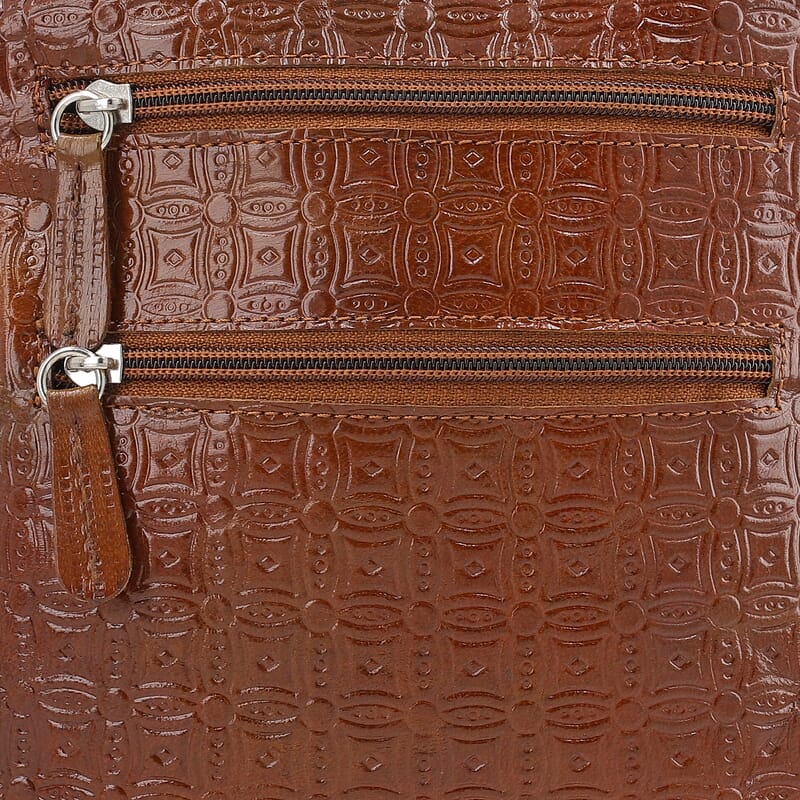 Vivid by Sukriti Owl Pattern Hand Painted Genuine Leather Crossbody Bag