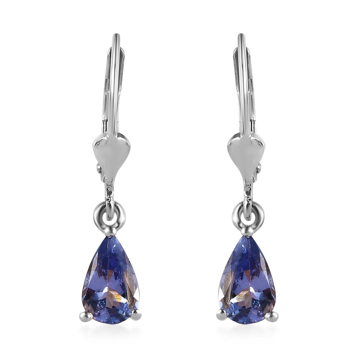 Tanzanite Lever Back Earrings in Platinum Over Sterling Silver 1.40 ctw image number 0