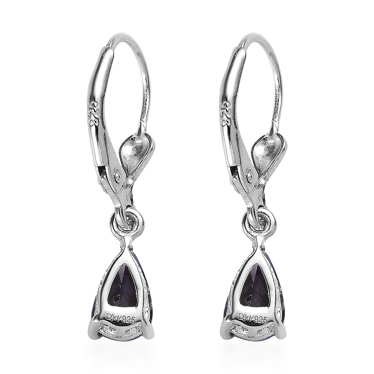 Tanzanite Lever Back Earrings in Platinum Over Sterling Silver 1.40 ctw