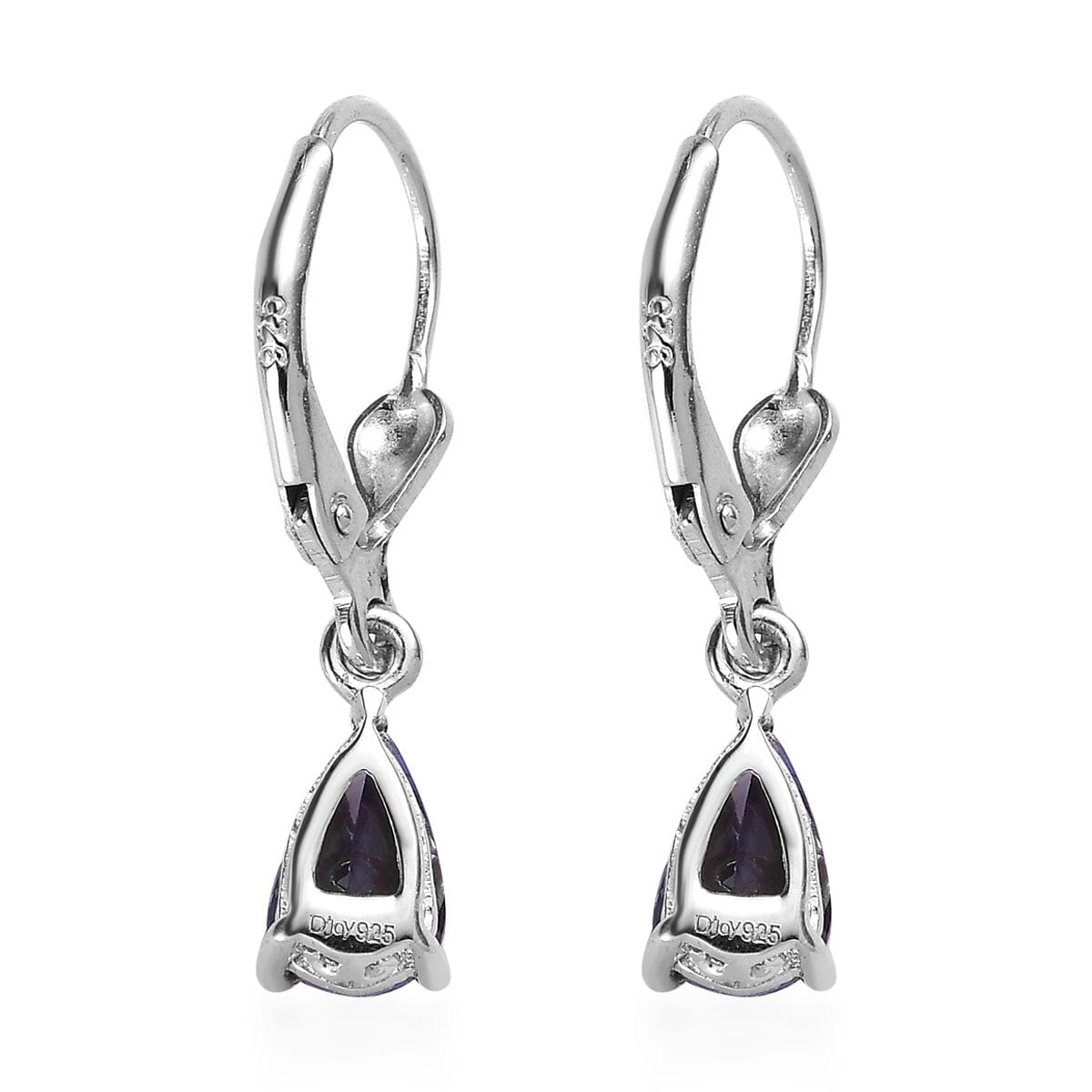 Tanzanite Lever Back Earrings in Platinum Over Sterling Silver 1.40 ctw image number 3
