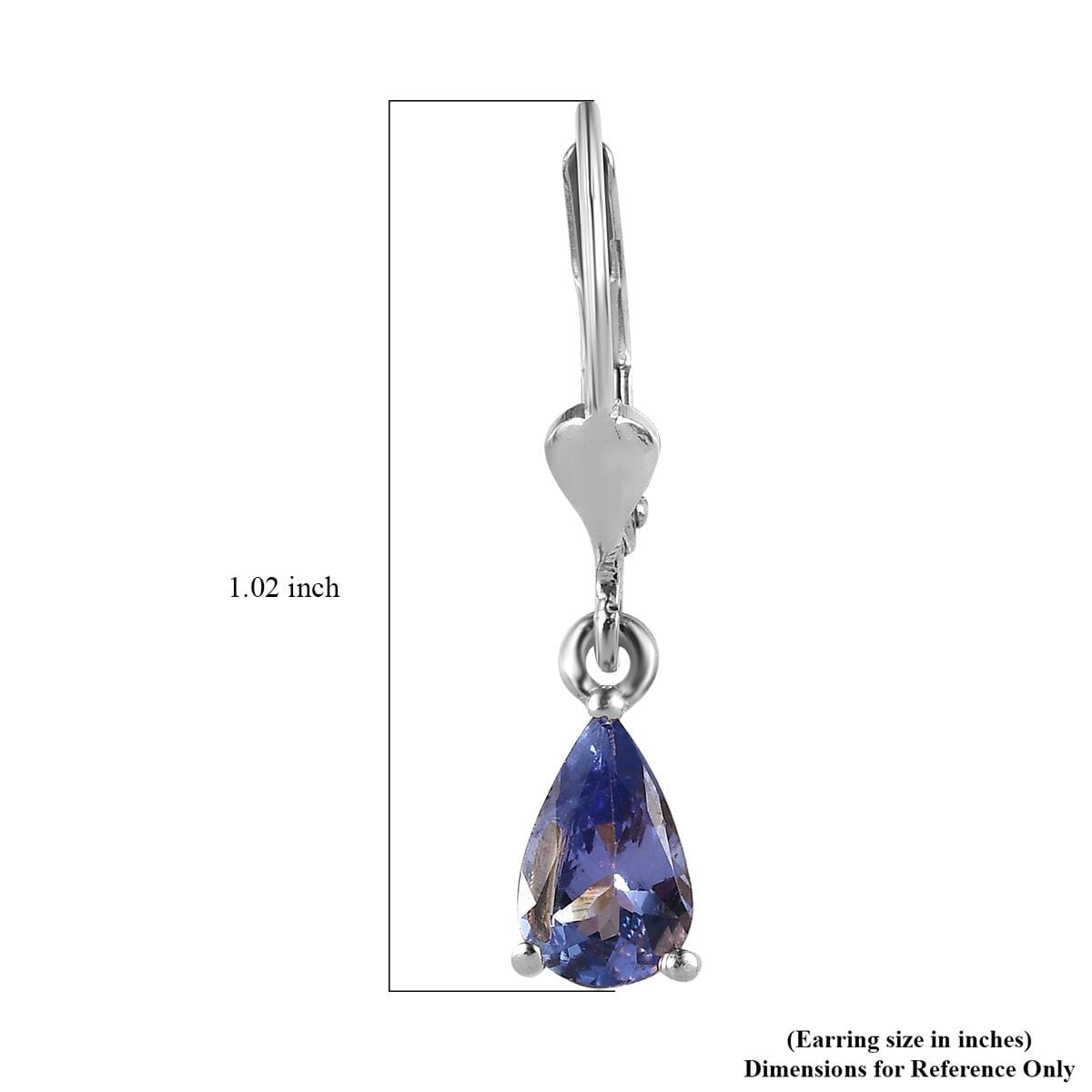Tanzanite Lever Back Earrings in Platinum Over Sterling Silver 1.40 ctw image number 4