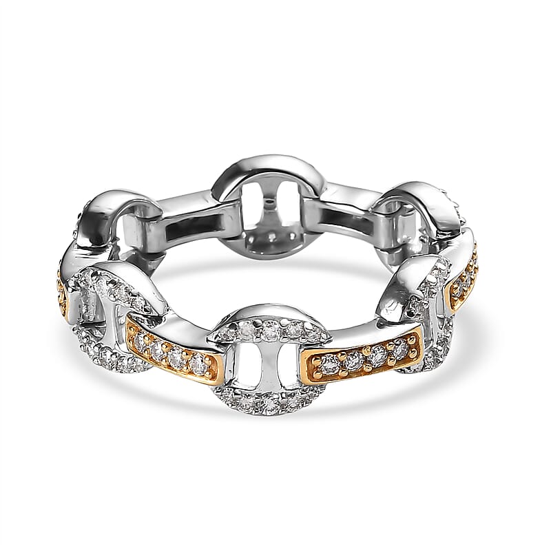 GP Art Deco Collection Moissanite Ring in Vermeil Yellow Gold and Platinum Over Sterling Silver (Size 10.0) 1.00 ctw