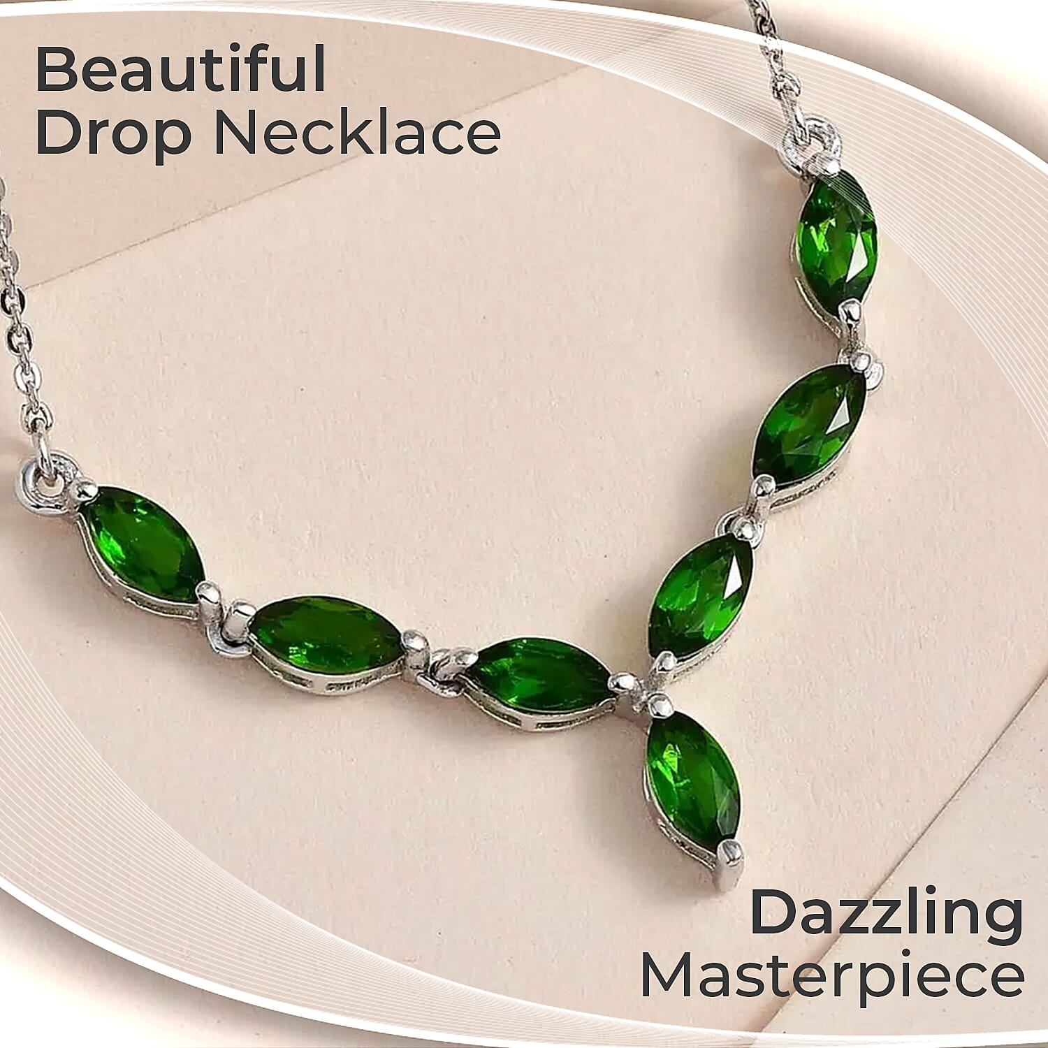 Chrome Diopside Necklace, 18 Inch Necklace, Platinum Over Sterling Silver Necklace, Diopside Jewelry For Her 1.70 ctw