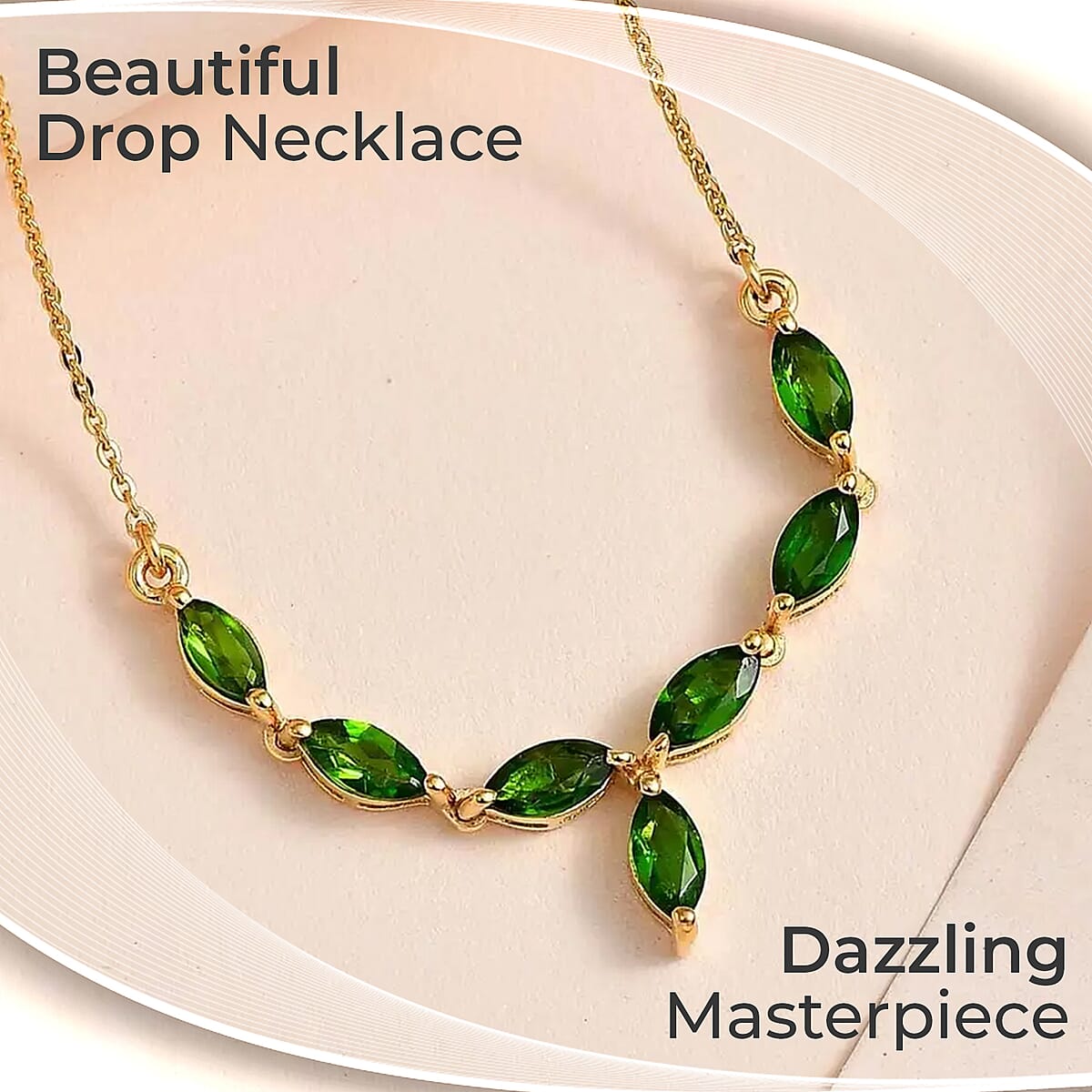 Chrome Diopside Necklace, Vermeil Yellow Gold Over Sterling Silver Necklace, 18 Inch Necklace, Diopside Jewelry For Her 1.70 ctw image number 1