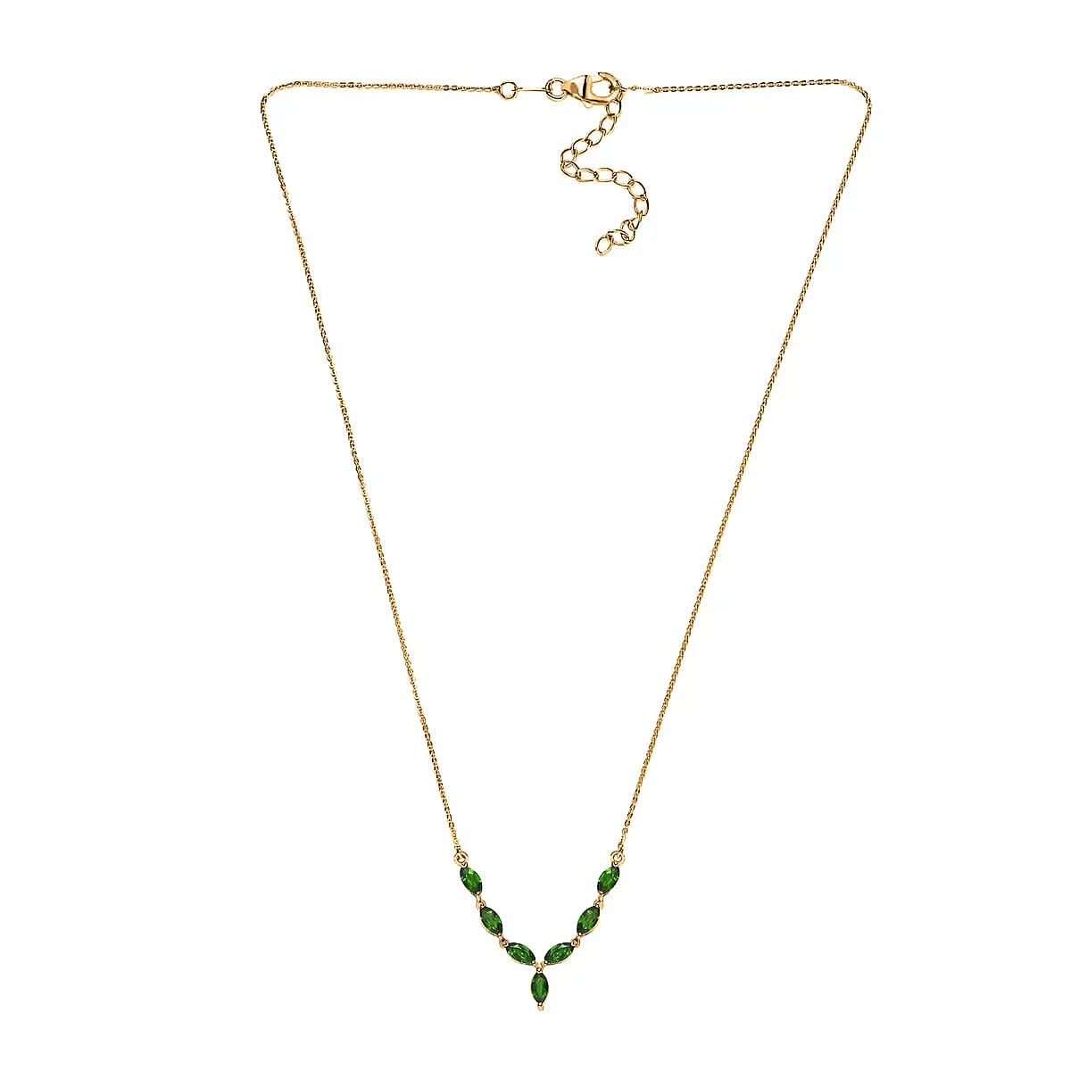 Chrome Diopside Necklace, Vermeil Yellow Gold Over Sterling Silver Necklace, 18 Inch Necklace, Diopside Jewelry For Her 1.70 ctw image number 3