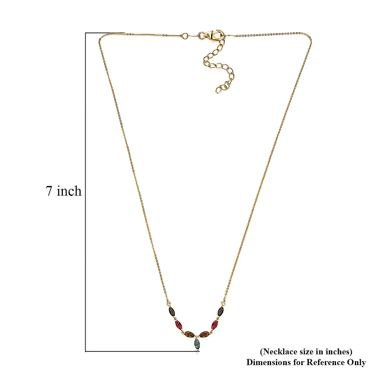 Multi-Tourmaline Necklace, Vermeil Yellow Gold Over Sterling Silver Necklace, 18 Inch Necklace, Tourmaline Jewelry For Her 1.50 ctw image number 6