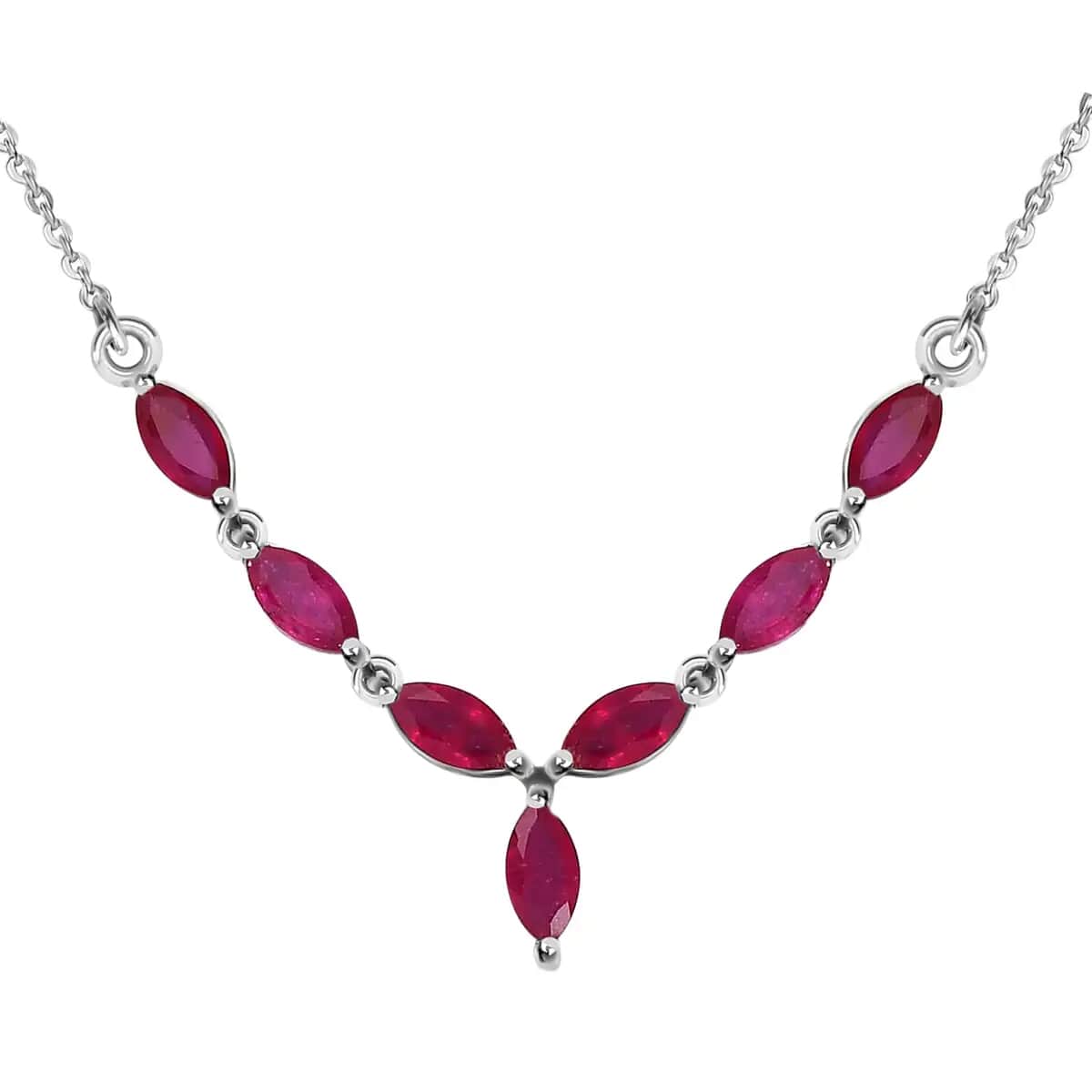 Ruby Necklace, Platinum Over Sterling Silver Necklace, 18 Inch Necklace,  Ruby Jewelry For Her 2.70 ctw