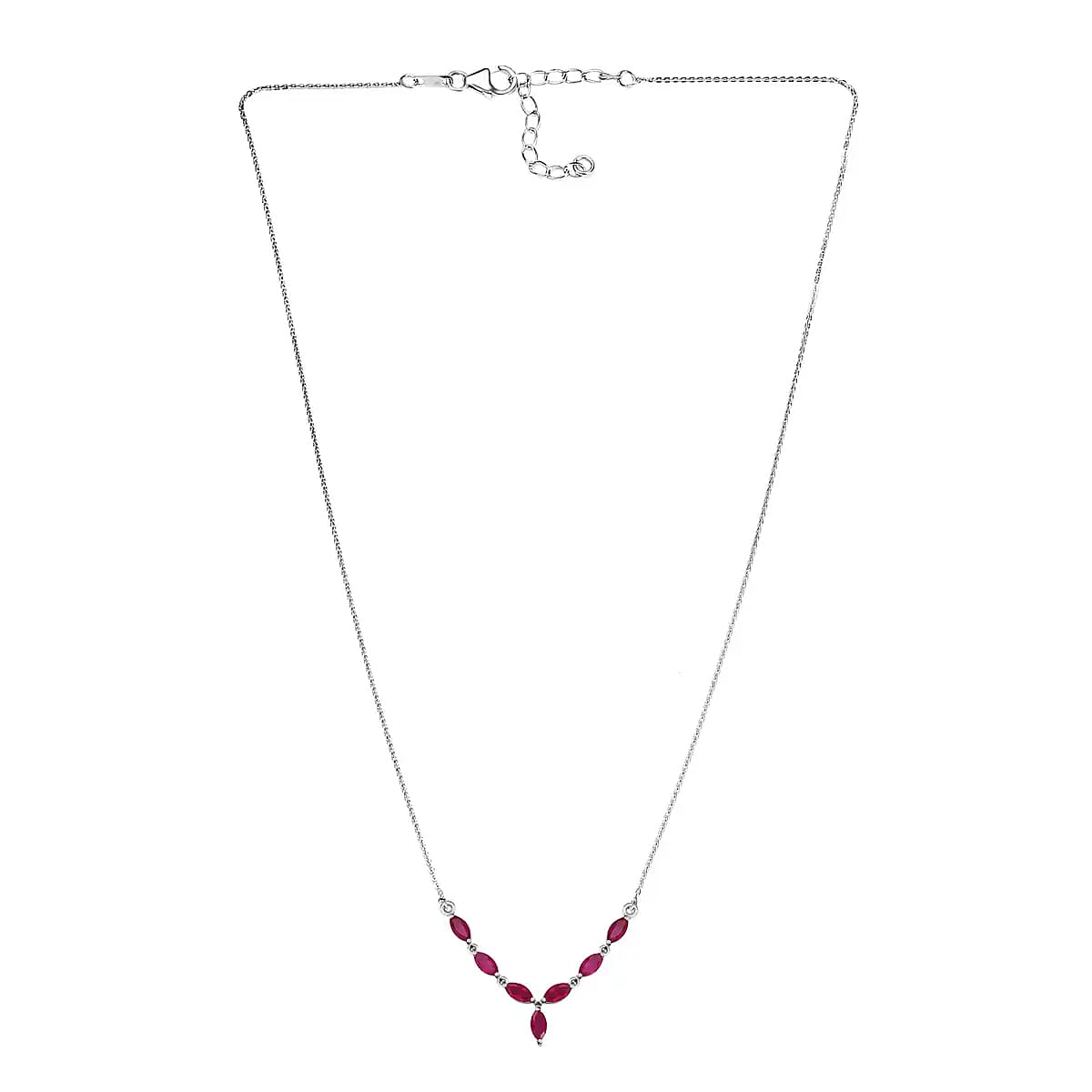 Ruby Necklace, Platinum Over Sterling Silver Necklace, 18 Inch Necklace, Ruby Jewelry For Her 2.70 ctw image number 3