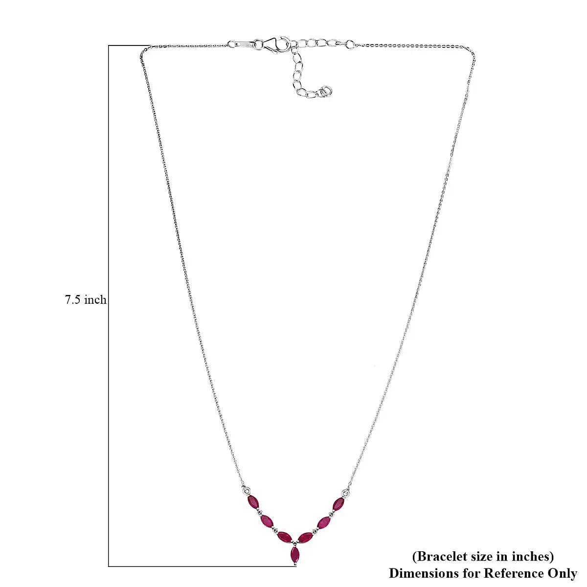 Ruby Necklace, Platinum Over Sterling Silver Necklace, 18 Inch Necklace, Ruby Jewelry For Her 2.70 ctw image number 6