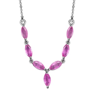Ilakaka Hot Pink Sapphire (FF) Necklace, Platinum Over Sterling Silver Necklace, 18 Inch Necklace, Sapphire Jewelry For Her 2.40 ctw