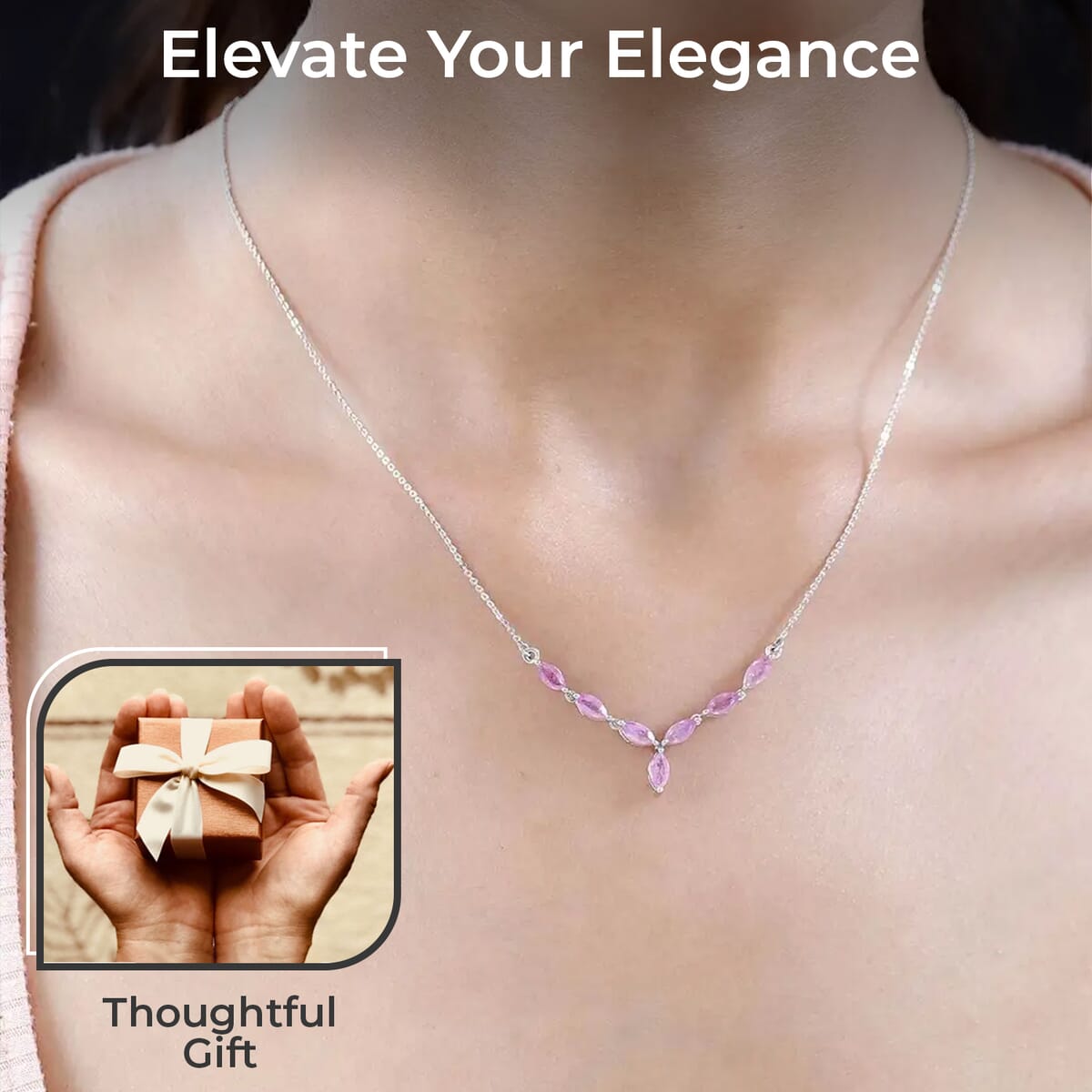Ilakaka Hot Pink Sapphire (FF) Necklace, Platinum Over Sterling Silver Necklace, 18 Inch Necklace, Sapphire Jewelry For Her 2.40 ctw image number 2