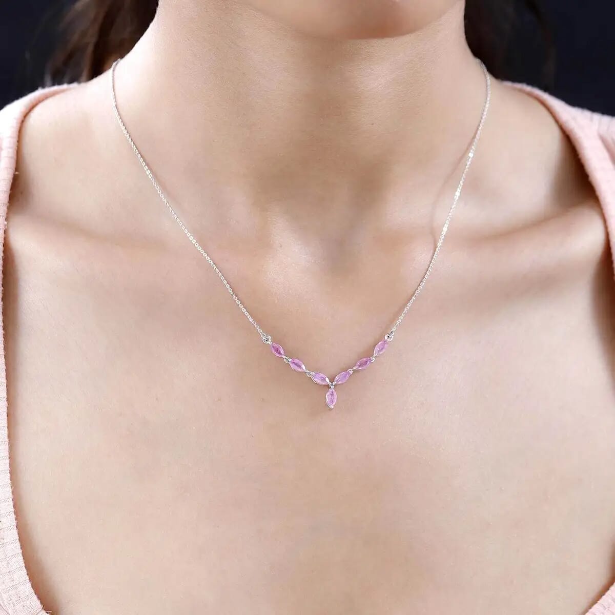 Ilakaka Hot Pink Sapphire (FF) Necklace, Platinum Over Sterling Silver Necklace, 18 Inch Necklace, Sapphire Jewelry For Her 2.40 ctw image number 5