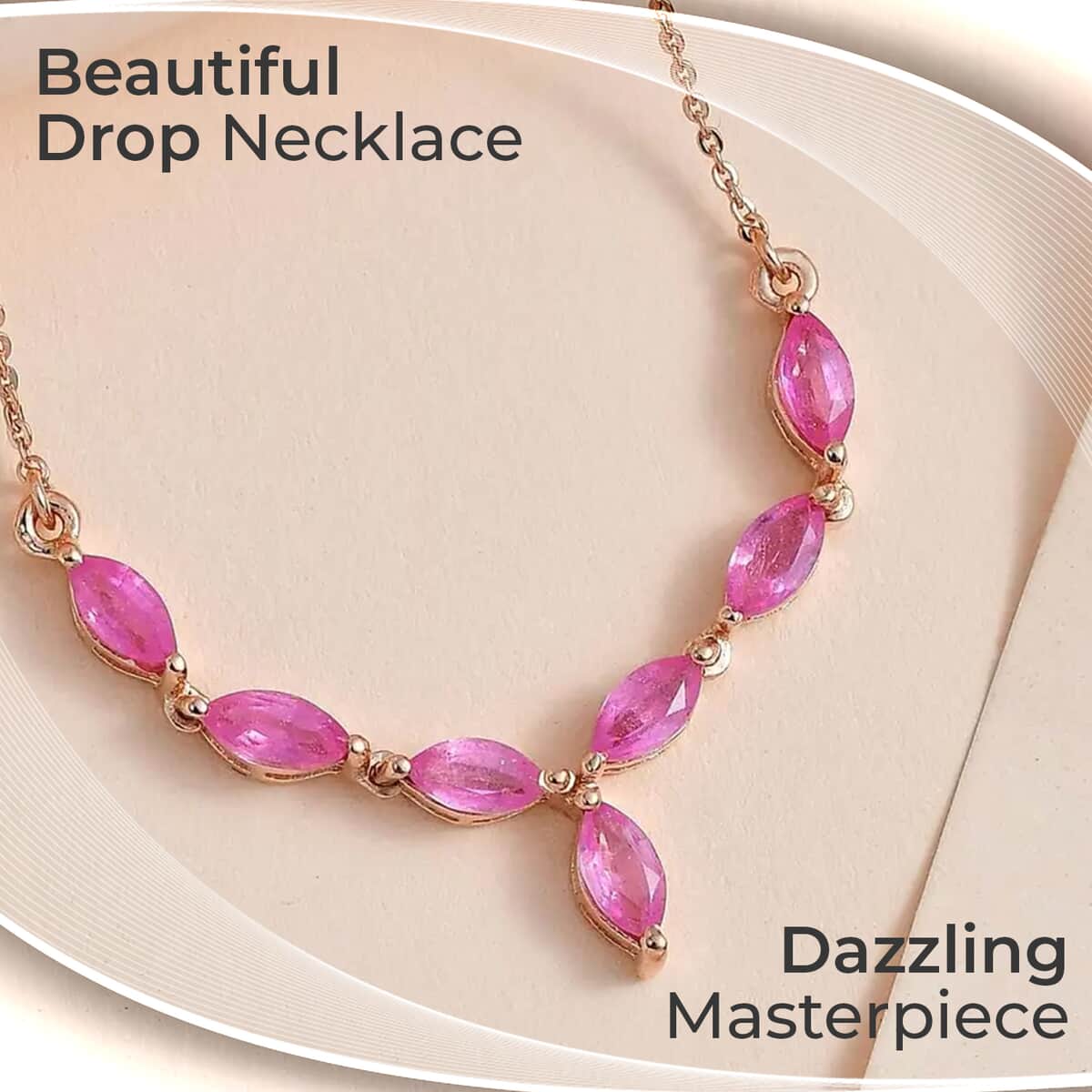 Ilakaka Hot Pink Sapphire (FF) Necklace, Vermeil Rose Gold Over Sterling Silver Necklace, 18 Inch Necklace, Sapphire Jewelry For Her 2.40 ctw image number 1