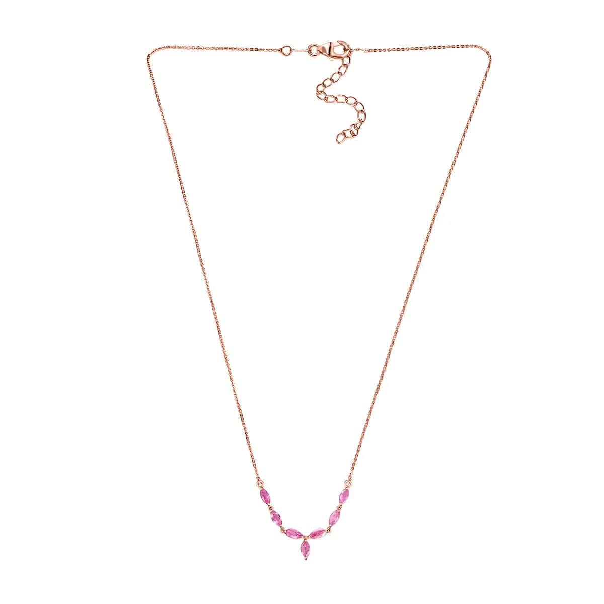 Ilakaka Hot Pink Sapphire (FF) Necklace, Vermeil Rose Gold Over Sterling Silver Necklace, 18 Inch Necklace, Sapphire Jewelry For Her 2.40 ctw image number 3