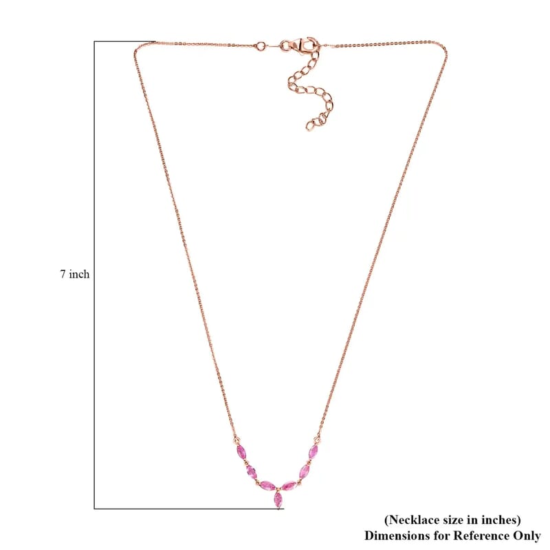 Ilakaka Hot Pink Sapphire (FF) Necklace, Vermeil Rose Gold Over Sterling Silver Necklace, 18 Inch Necklace, Sapphire Jewelry For Her 2.40 ctw