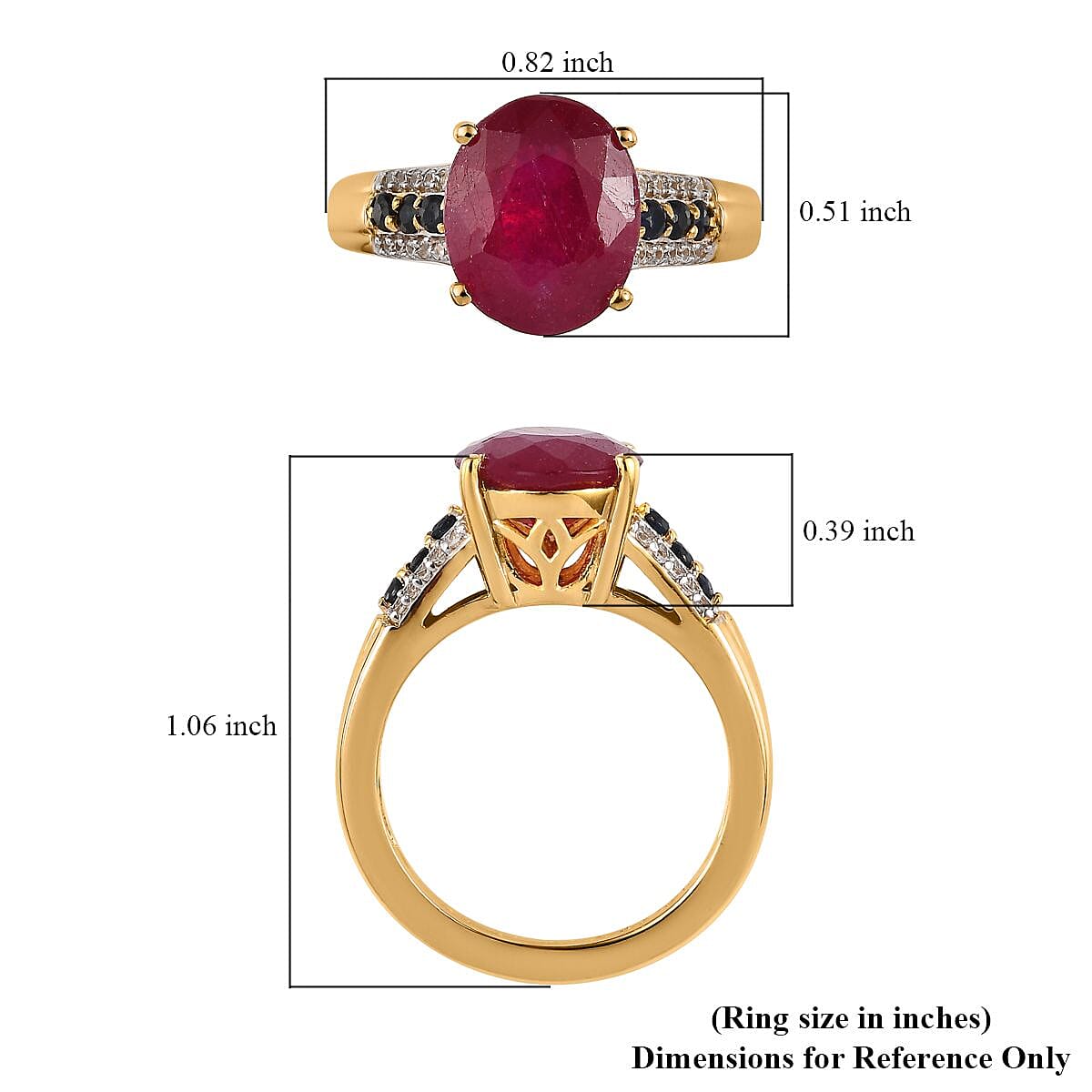 Niassa Ruby (FF) and Multi Gemstone Ring in Vermeil Yellow Gold Over Sterling Silver (Size 8.0) 5.25 ctw image number 5