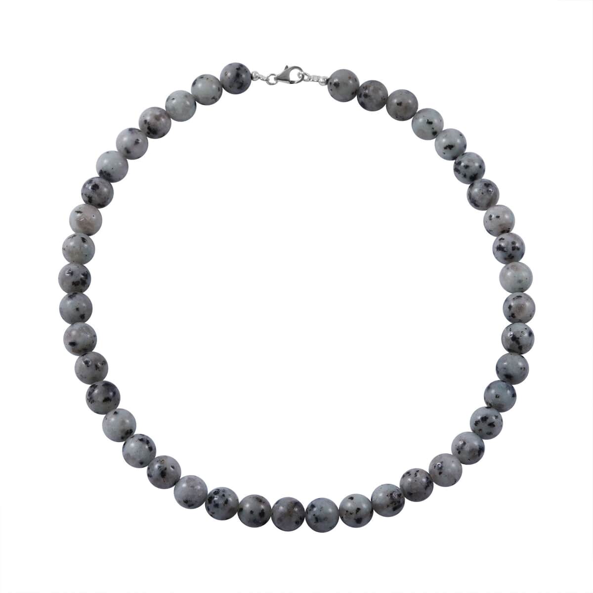 Dolomite 10mm Beaded 320.00 ctw Necklace 18 Inches in Sterling Silver image number 0