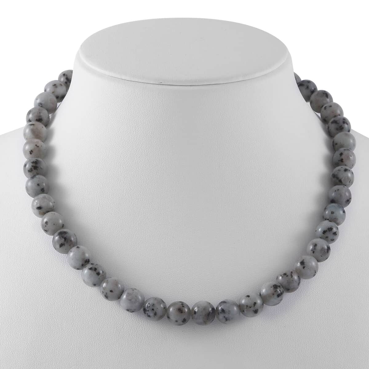 Dolomite 10mm Beaded 320.00 ctw Necklace 18 Inches in Sterling Silver image number 1